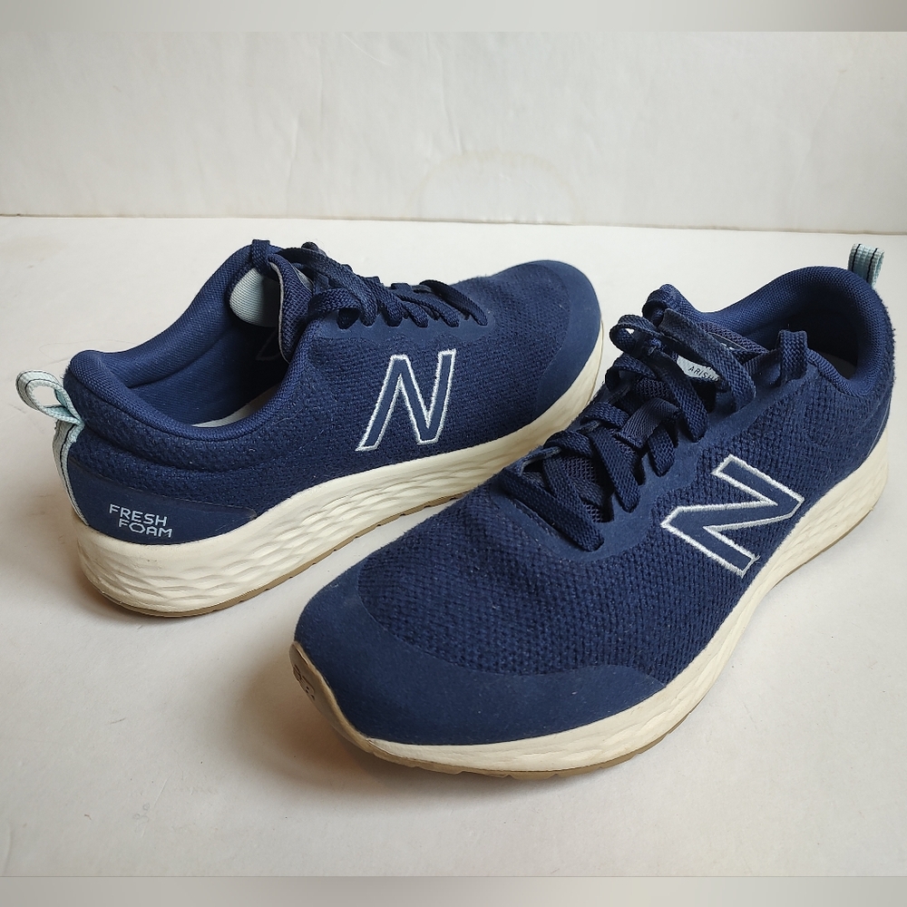 New Balance Fresh Foam Arishi Sneakers Lace Up Knit Navy Blue White Shoes 9.5